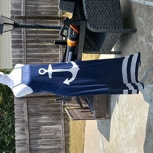 Navy Blue Anchor Maxi Dress